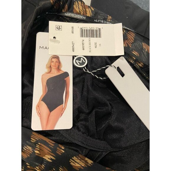 NWT Magicsuit Bathing Suit Swim One Piece Shoulder Underwire Black Brown 16 New - Picture 6 of 6